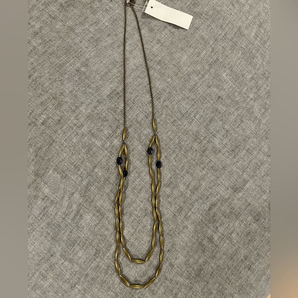 ISABEL MARANT Necklace, Antique Gold Tone, Amethyst Beads, 18” Long